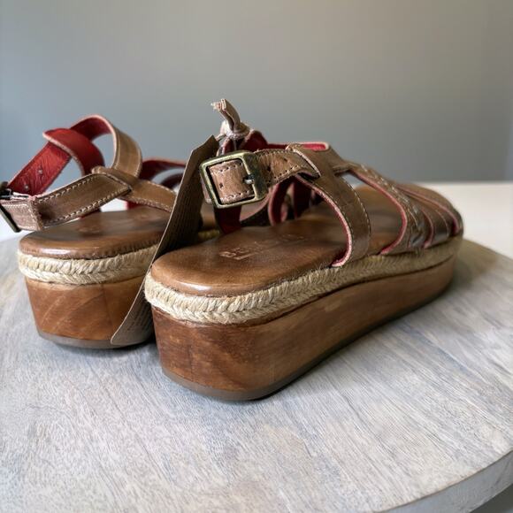 Bed Stu Necessary Wedge Sandals Tan Rustic Nectar Lux Leather Women’s Size 6 - Picture 7 of 12